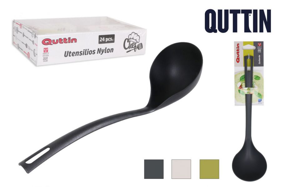 Cucharon Nylon 29x8cm Colores Quttin