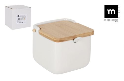 Azucarero Tapa Bambu Y Cuchara 9.59.58.5cm — referência 36509038