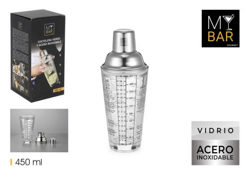 Shaker De Vidro Para Cocktails Com Tampa De Aço My — referência BY01019979676