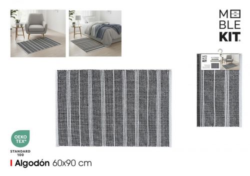Tapete De Algodao 60x90cm Preto E Branco Moblekit — referência BY03039980076