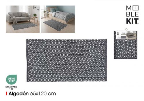 Tapete De Algodao 65x120cm Preto Moblekit — vista 1