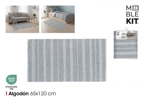 Tapete De Algodao 65x120cm Cinza E Branco Moblekit — referência BY03039980090