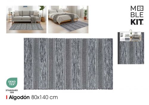 Tapete De Algodao 80x140cm Preto Moblekit — vista 1