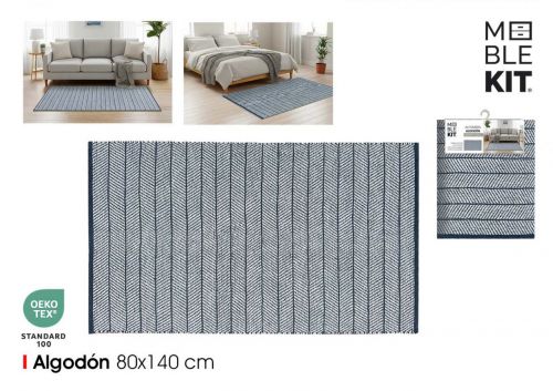 Tapete De Algodao 80x140cm Azul Jeans Moblekit — referência BY03039980105