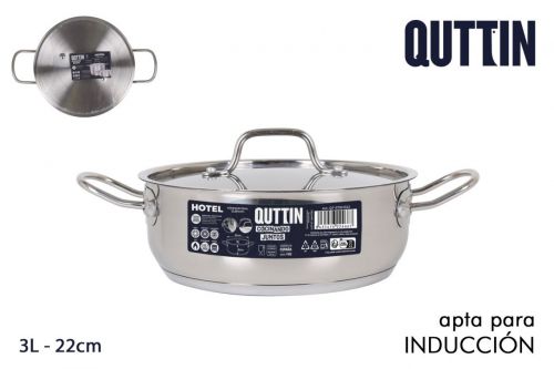 Caçarola C/Ctampa Aço Ind 22cm/0.8mm/3l — referência QT-878H322