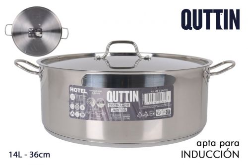 Caçarola C/Tampa Aço Ind 36cm/0.8mm/14l — referência QT-878H336