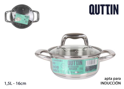 Panela Aço Induçao  16cm/1.5l/0.8mm+c/T — referência QT-269316-1A