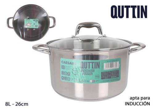 Panela Aço Induçao 26cm/8l/0.8mm+c/T New — referência QT-269426-1A