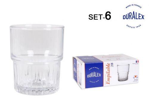 Set 6 Copos Transparent 20cl Apilable