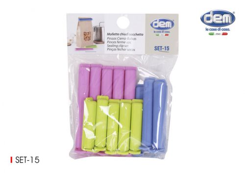 96 Set 15 Pinças Para Fechar Sacos Dem