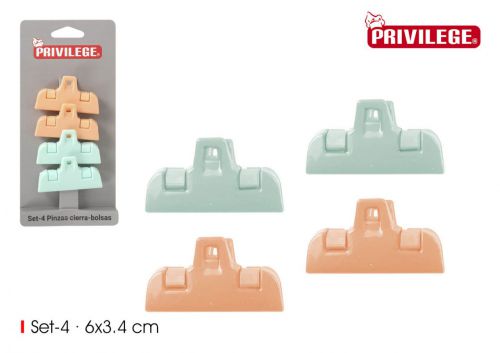 Set 4 Pinças Para Fechar Sacos Wooow
