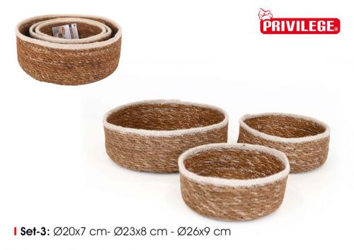 Set 3 Cesta Redondas De Vime Privilege