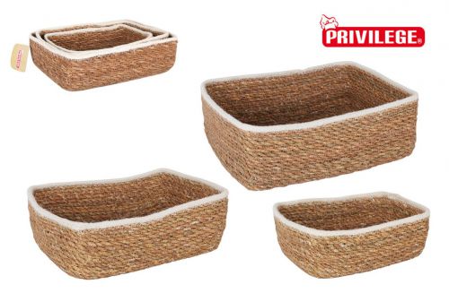 Set 3 Cesta Retangular De Vime Privileg — vista 1