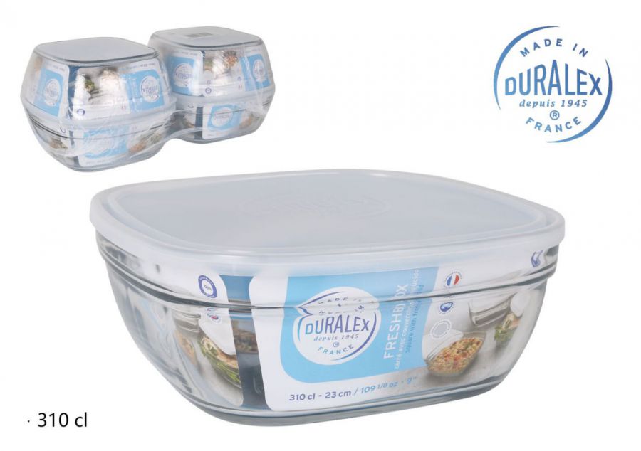 Marmita Quadrada 3l/23x9cm Tampa Transp. Fr.bx