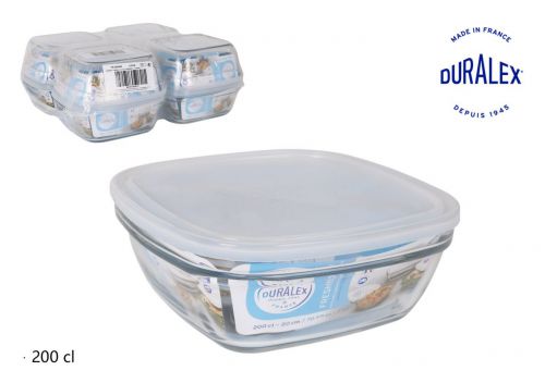 Marmita Quadrada 2l/20x8cm Tampa Transp. Fr.bx