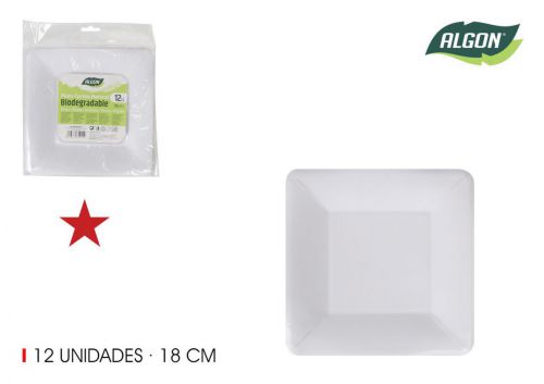 Set12 Placa Quadrada De Cart+o Natural 18cm Algon