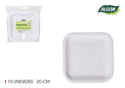 Set10 Placa Quadrada De Cart+o Natural 20cm Algon