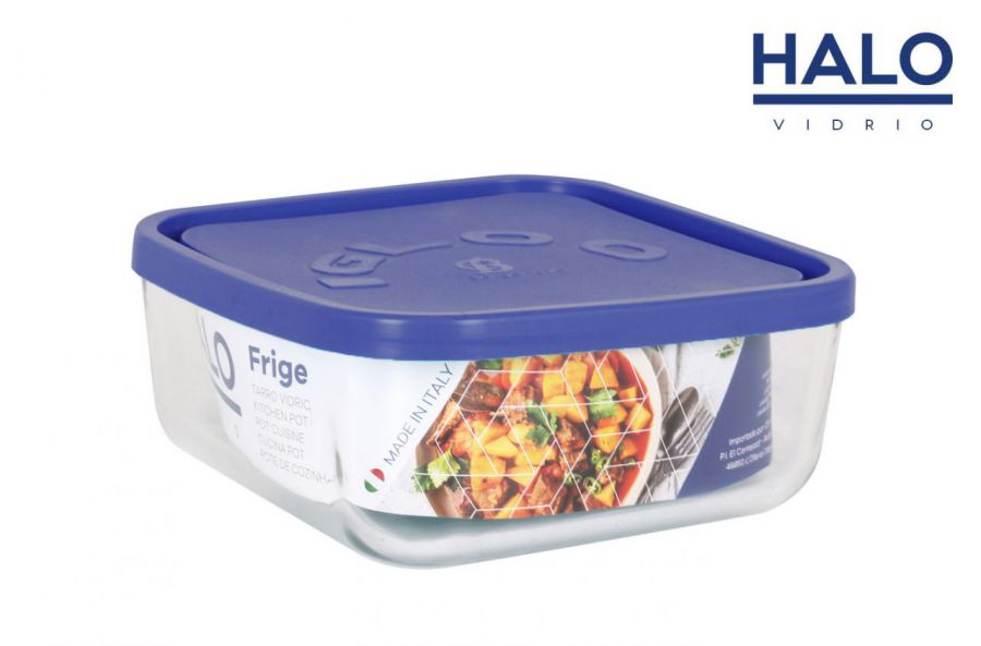 Jarro Quadr. Herm. C/Tampa Turquesa 15cm Frige