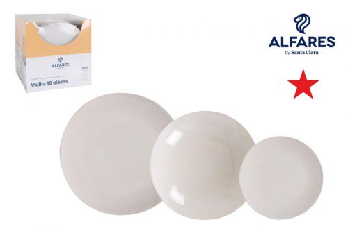 Y Vajilla 18pcs Onda Ivory Brillo Redonda
