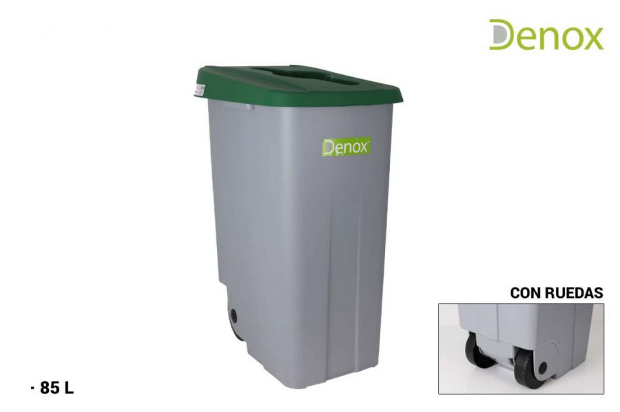 Cubo Basura Reciclaje 85l. Abierto Verde Denox