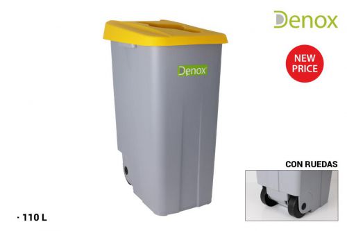 Cubo Basura Reciclaje 110l Abierto Amarillo Denox