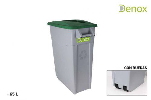 Cubo Basura Reciclaje 65l. Abierto Verde Denox