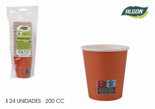 Set24 Copo De Cart+o Laranja 200cc Algon