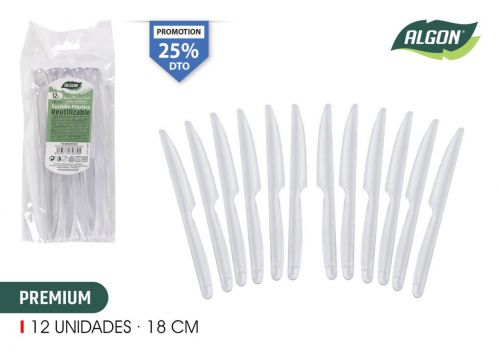 25 Faca De Plástico Reutilizável Algon