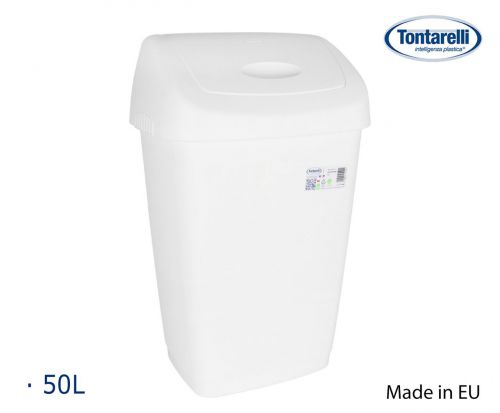 Lixeira Branca De 50 Litros Com Tampa Basculante