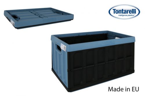 Caixa Dobravel C/Tapa 46l Preto/Azul