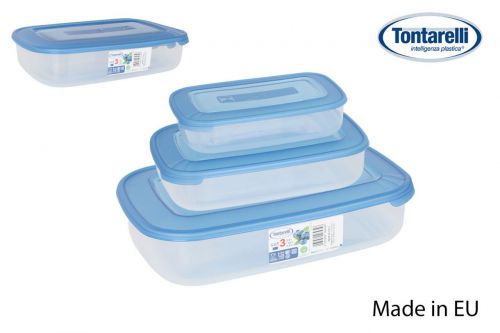 Ek Conjunto De 3 Lancheiras Retangulares De 1l/2