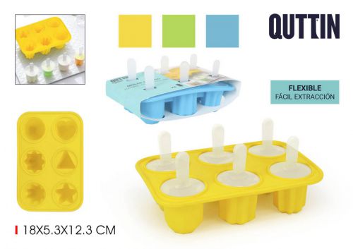 Molde Para 6 Gelados De Silicone Quttin