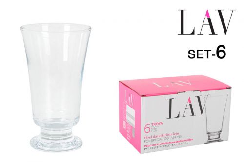 Tro329f Set 6 Vasos C/Pie 150cc Troya