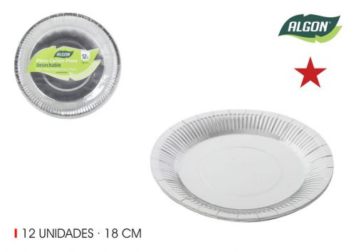 Set12 Placa De Cartao Prata Redondo 18cm Algon