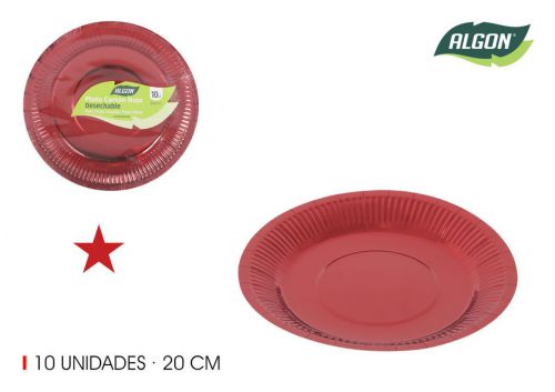 Set10 Placa De Cartao Vermelho Brilhante Redondo