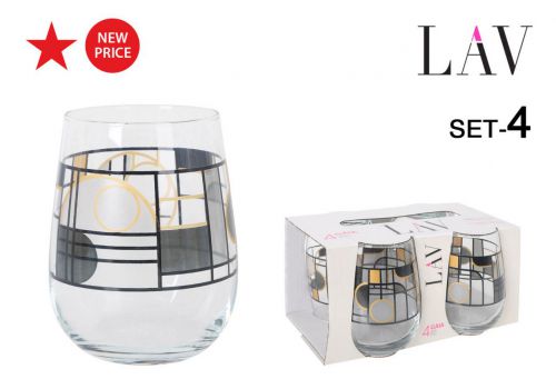 Ygai365sb4942 Set 4 Vasos 475cc Gaia Abstract