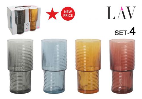 Yhln376pft.61 Set 4 Vasos 400cc Helen Color
