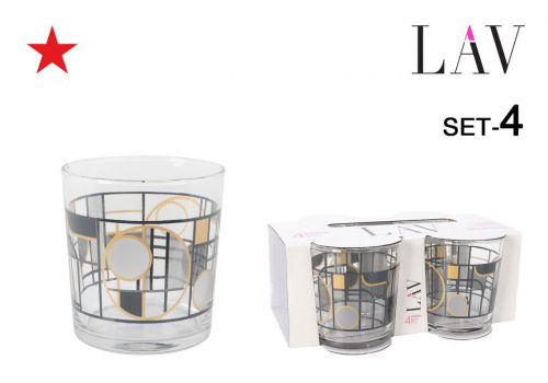 Ybdg386sb4942 Set 4 Vasos Pinta 340cc Abstrac