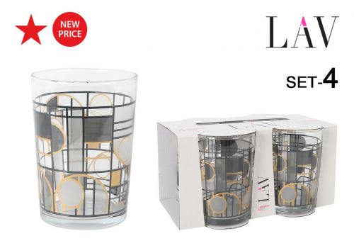 Ybdg392sb4942 Set 4 Vasos Sidra 520cc Abstrac