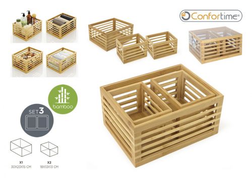 Set3 Caixas De Bambu Confortime