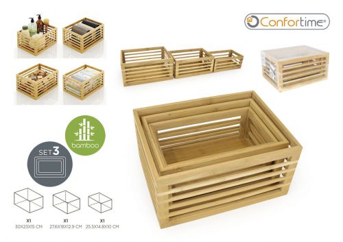 Set3 Caixas De Bambu Confortime