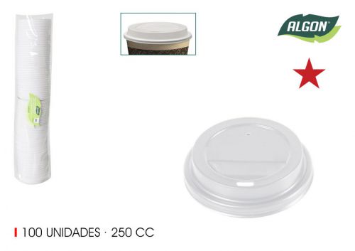 Set100 Tampas Com Furo Para Copos De Cafe 250cc A