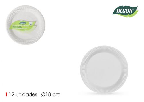 Set12 Placa Redonda De Caixa Natural De 18 Cm Alg