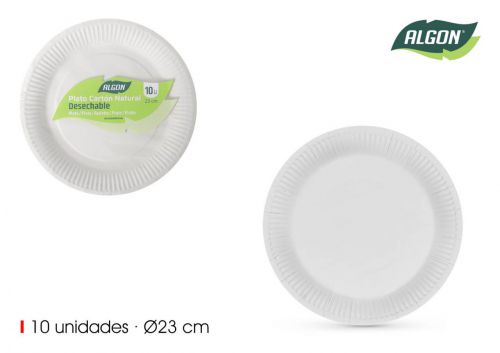 Set10 Placa Redonda De Caixa Natural De 23cm Algo