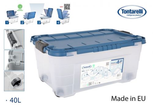 Caixa De Armazenamento De 40 Litros Com Tampa + Ro