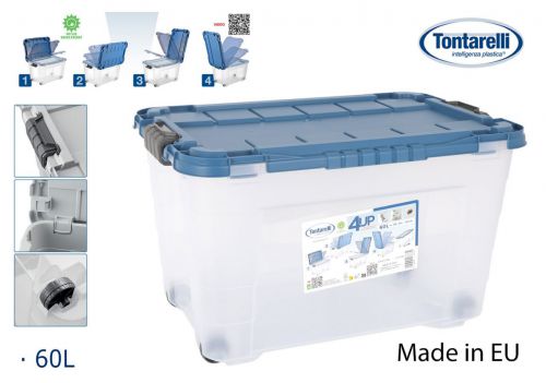 Caixa De Armazenamento De 60 Litros Com Tampa + Ro