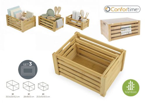 Set3 Caixas De Bambu Confortime