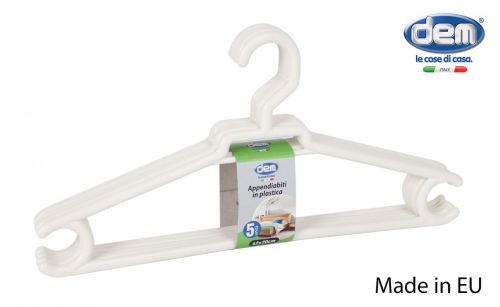 Conjunto De 5 Cabides De Plástico. 42x20cm Branco