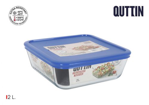 Travessa Quadrada Funda 20x7cm 2l Com Tampa Qutt