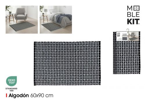 Tapete De Algodao 60x90cm Preto Moblekit
